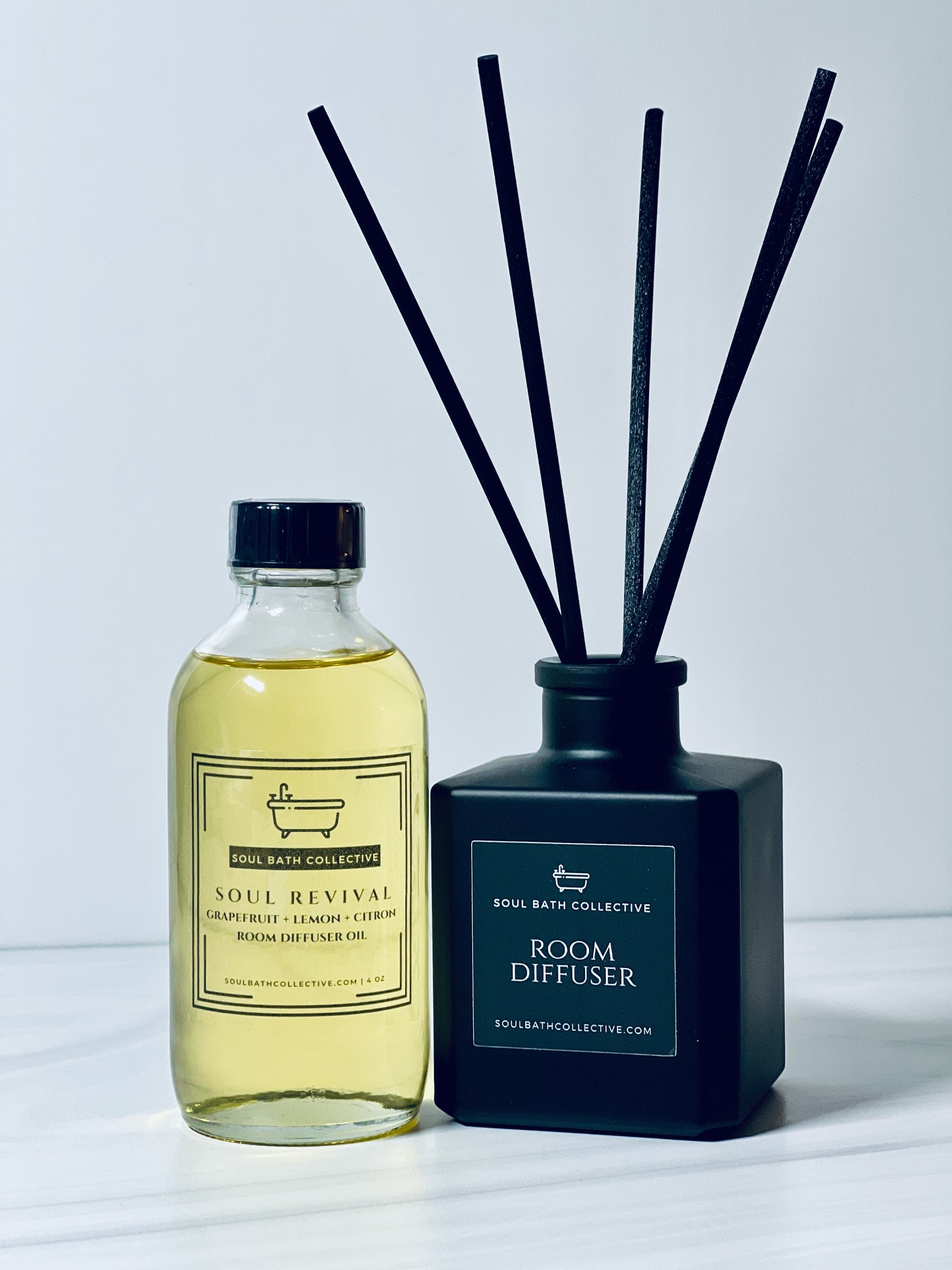 Reed Room Diffuser, Citrus Scent: Soul Revival, Natural Home and Room Fragrance, Natural Air Freshener, Black Reeds, Spa Diffuser Gift