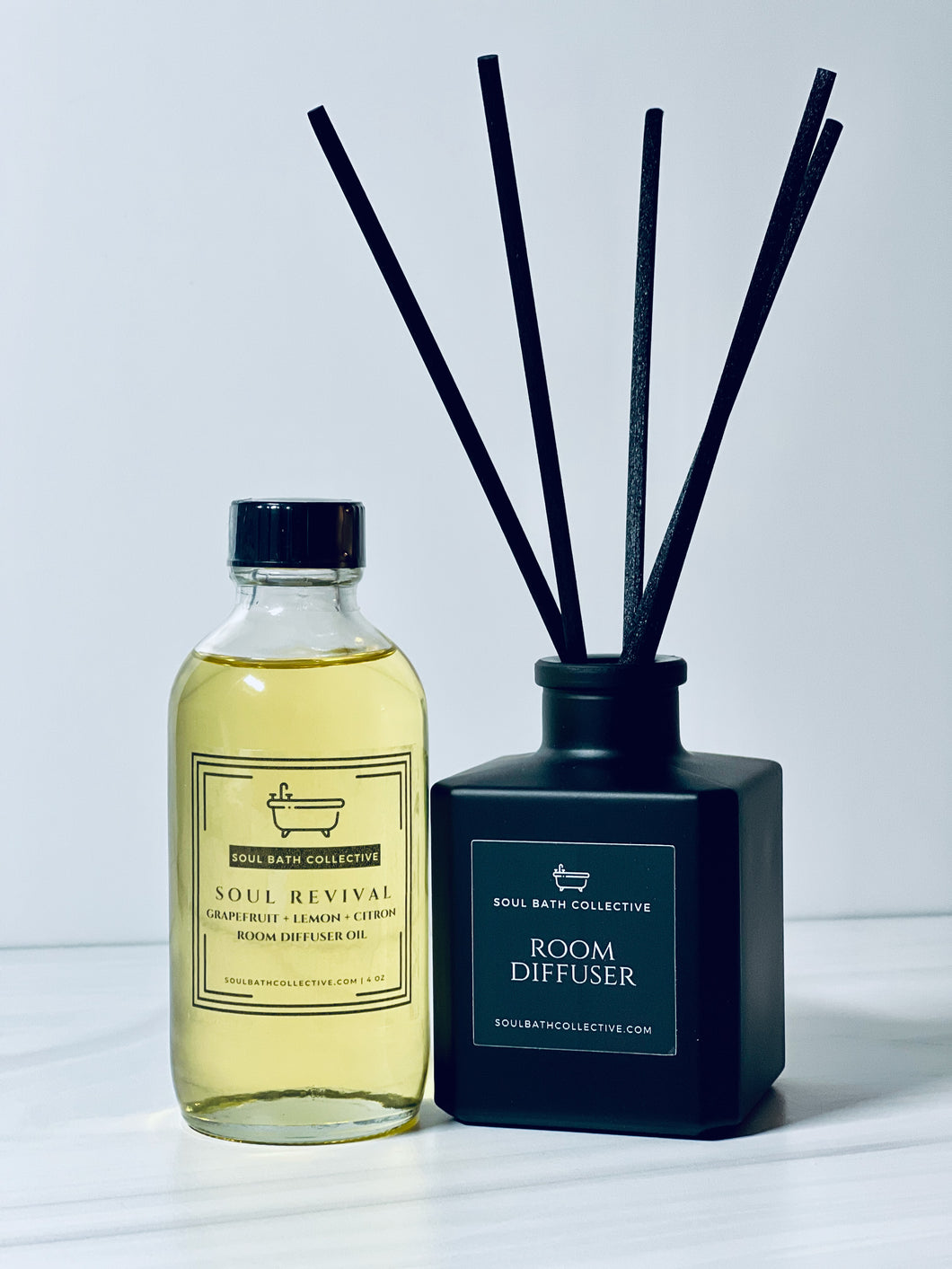 Reed Room Diffuser, Citrus Scent: Soul Revival, Natural Home and Room Fragrance,  Natural Air Freshener, Black Reeds, Spa Diffuser Gift