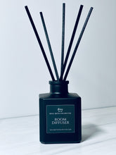 Load image into Gallery viewer, Reed Room Diffuser, Dark Musk &amp; Sandalwood Scent: Midnight Soul, Natural Home and Room Fragrance,  Natural Air Freshener, Black Reeds, Spa Diffuser Gift
