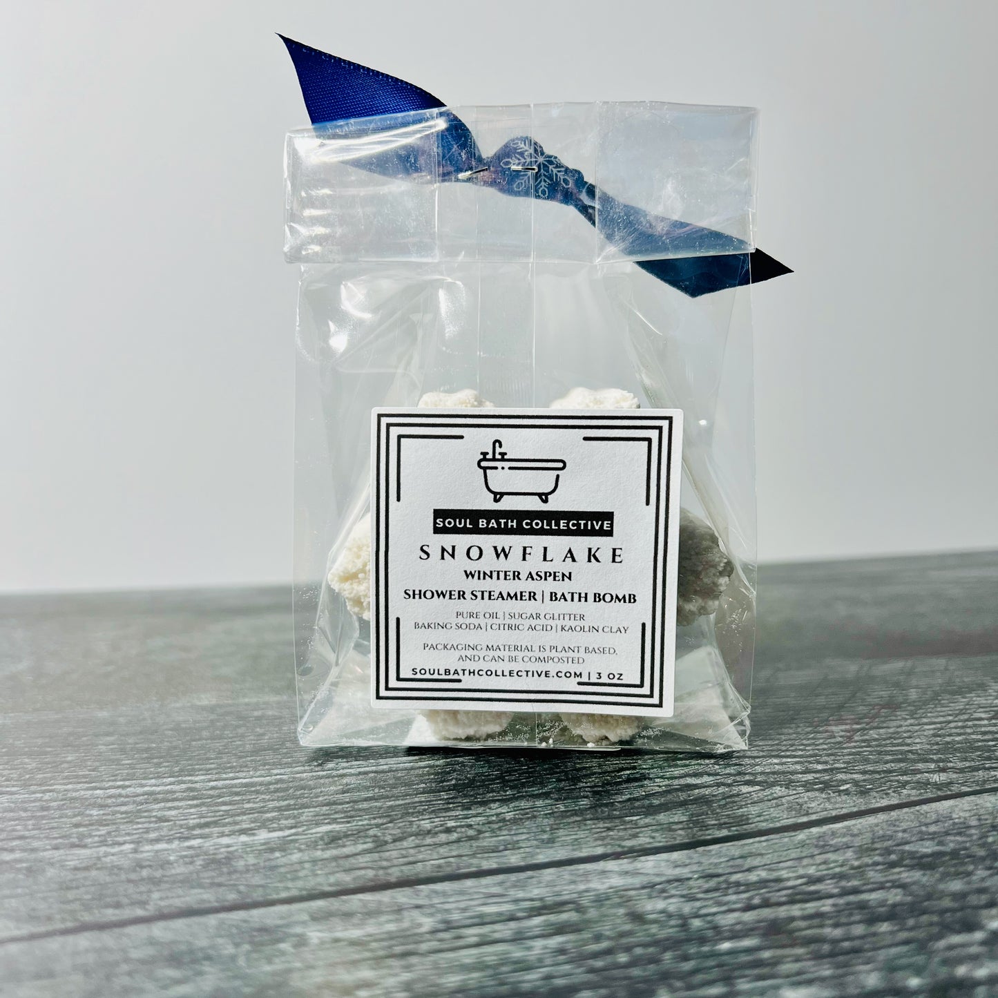 Snowflake Shower Steamers, Snowflake Bath Bombs, Bath Fizzies, Holiday Gifts, Christmas Stocking Stuffers, Warm Winter Scent, 3 oz each