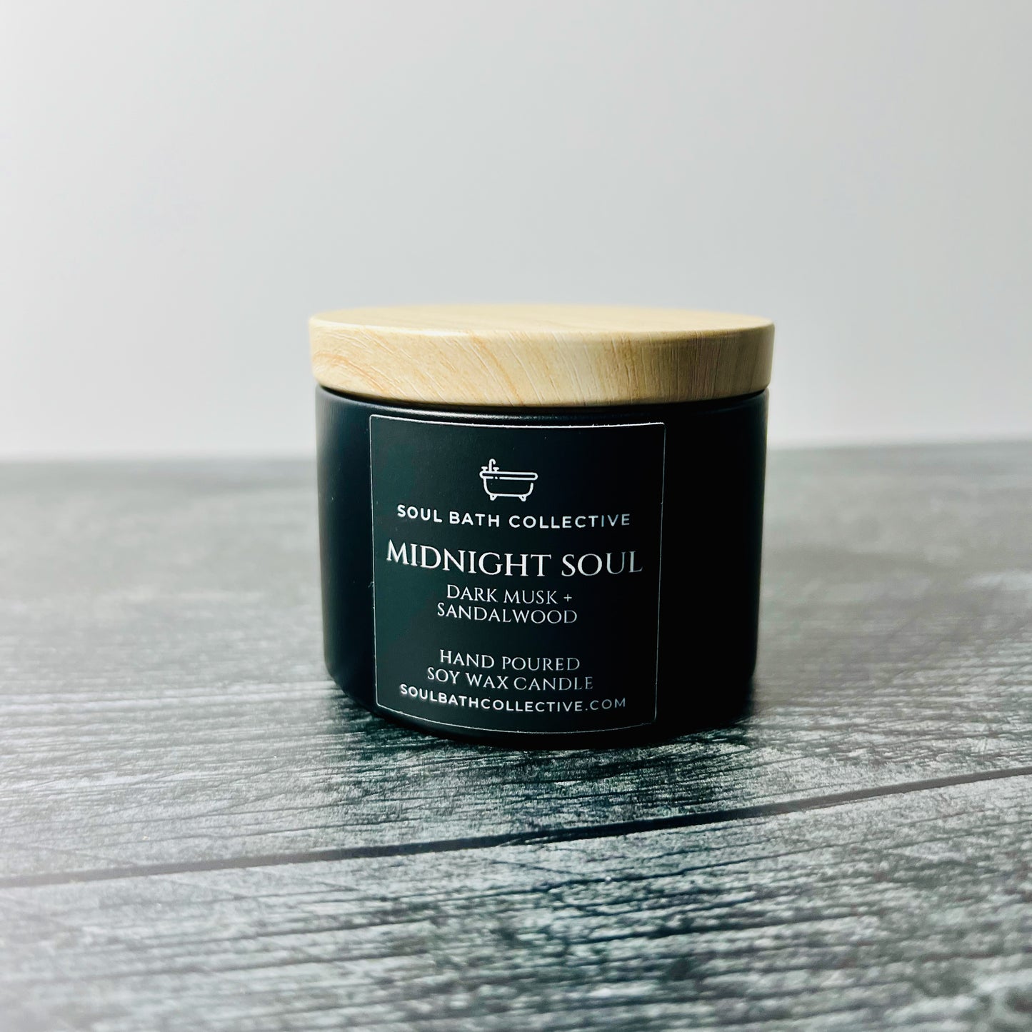 Soy Wax Candle Trio, Soulmate, Calm Soul, Midnight Soul, Clean Burning and Eco-Friendly, Black Tin, 4 oz