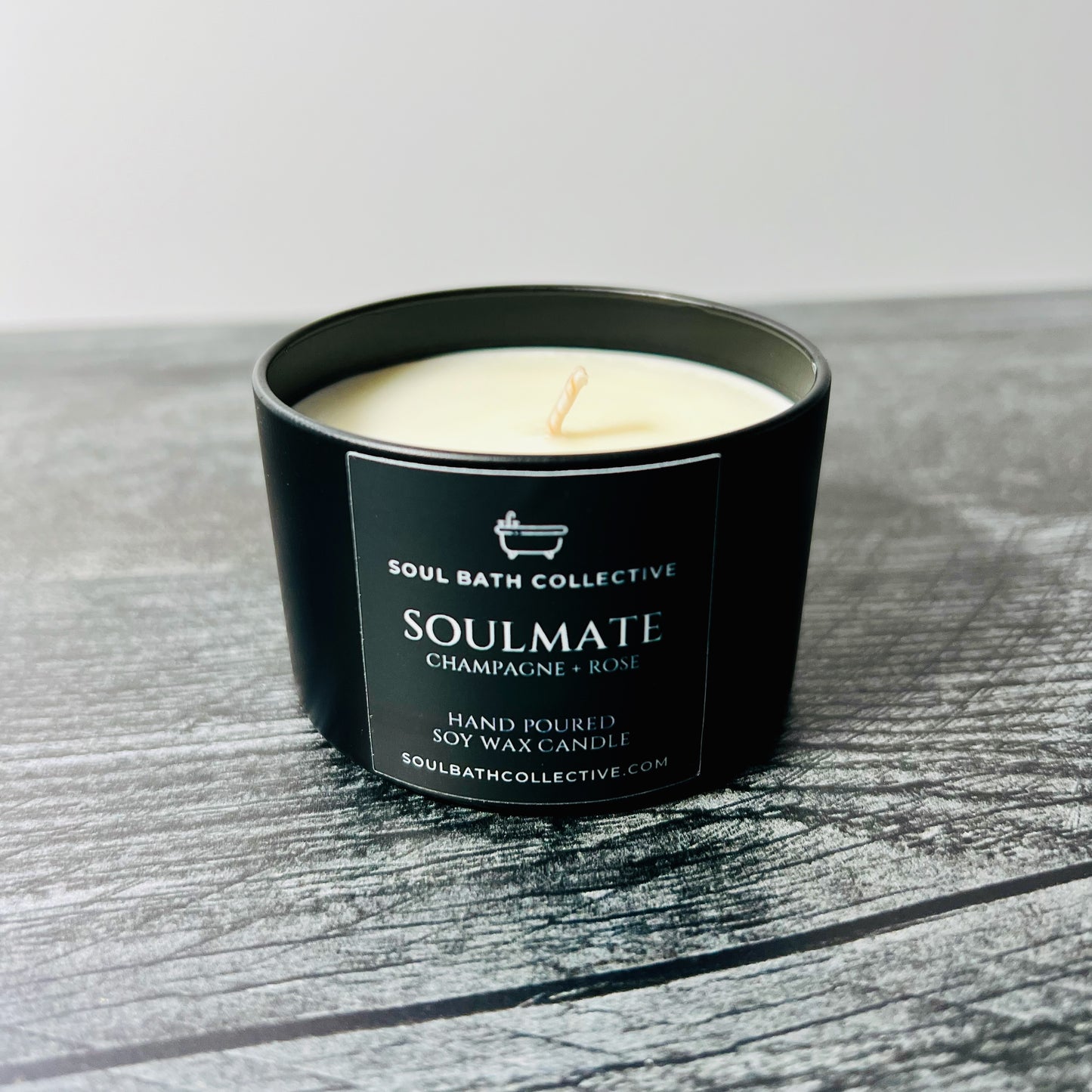 Soy Wax Candle Trio, Soulmate, Calm Soul, Midnight Soul, Clean Burning and Eco-Friendly, Black Tin, 4 oz