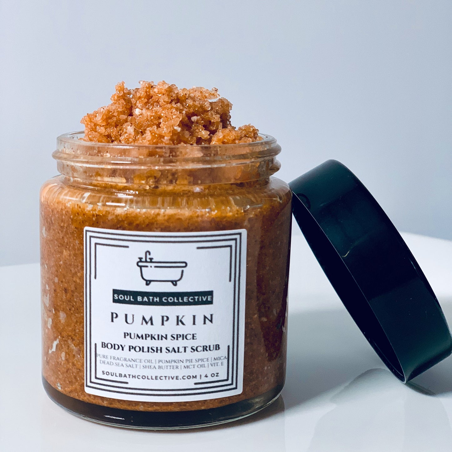 Pumpkin Spice Body Polish Salt Scrub, Dead Sea Salt, MCT Oil, Shea Butter