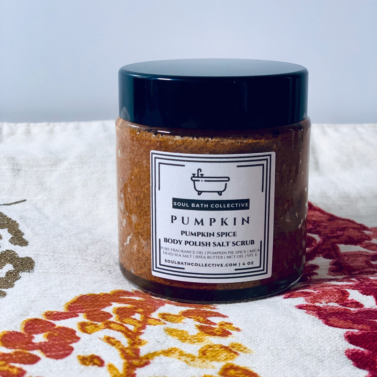 Pumpkin Spice Body Polish Salt Scrub, Dead Sea Salt, MCT Oil, Shea Butter