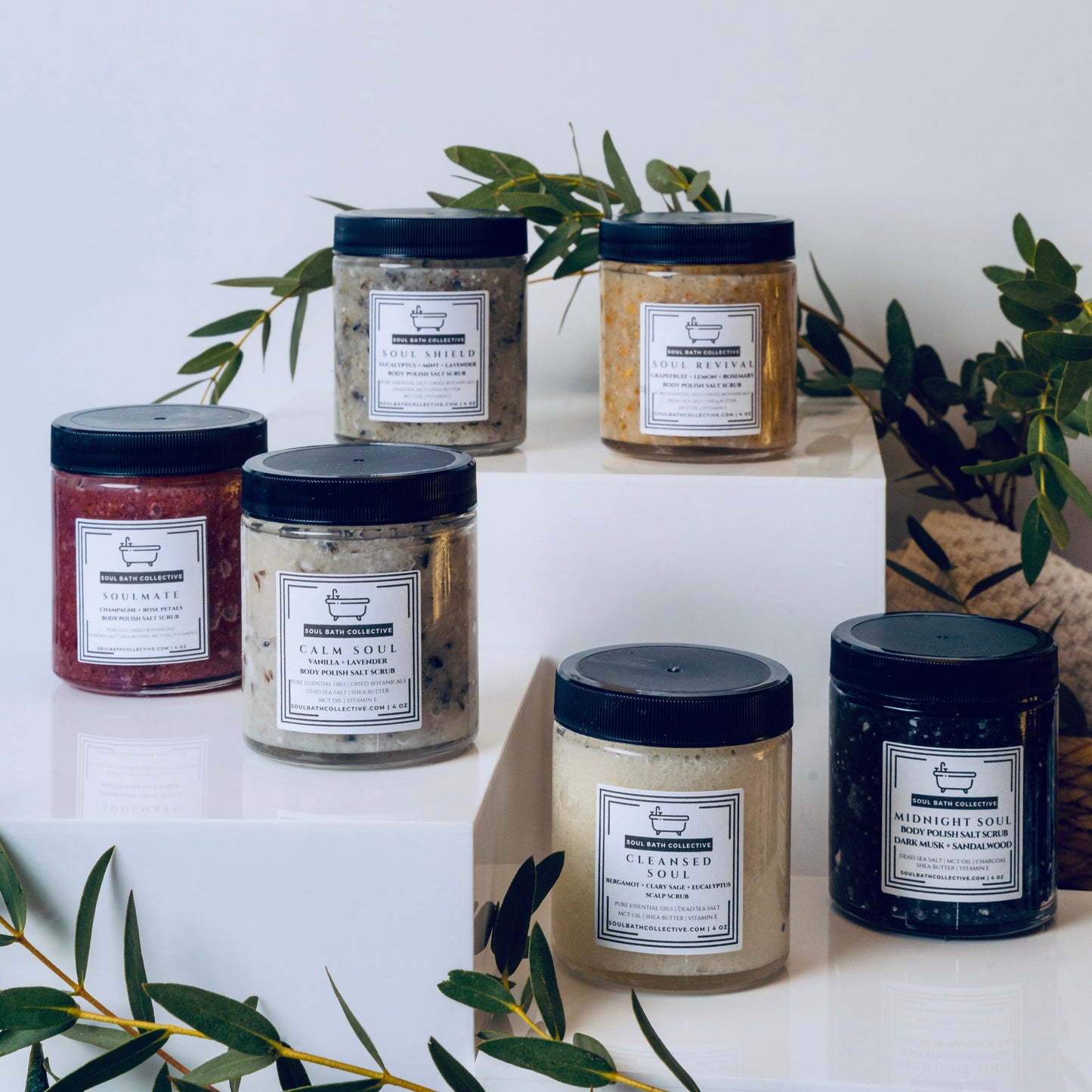 Body Polish Salt Scrub, Dark Musk Sandalwood, Midnight Soul, Dead Sea Salt, MCT Oil, Shea Butter, Essential Oils