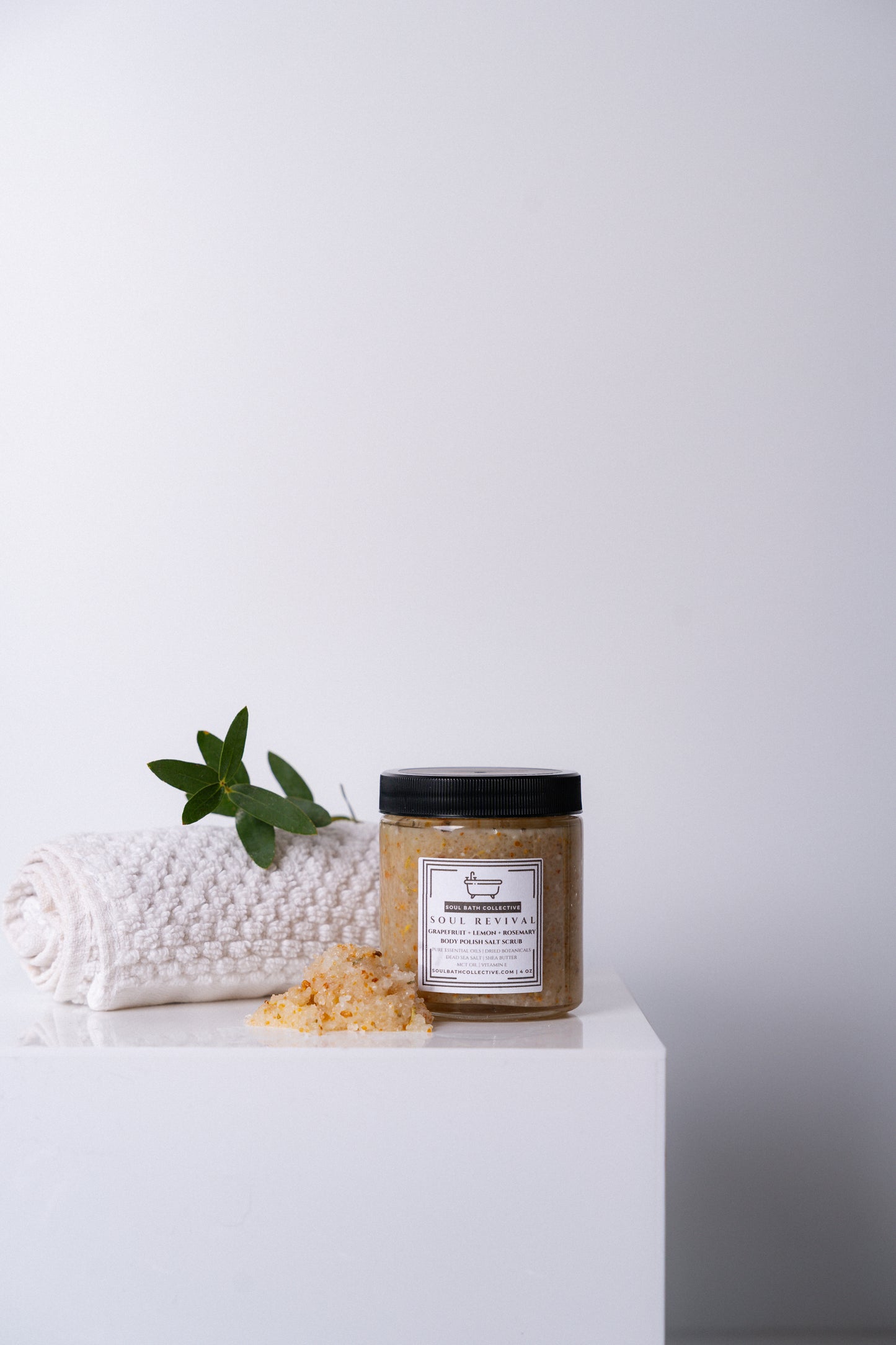 Body Polish Salt Scrub, Soul Revival, Grapefruit Lemon Rosemary, Dead Sea Salt, Shea Butter, MCT Oil, Essential Oils