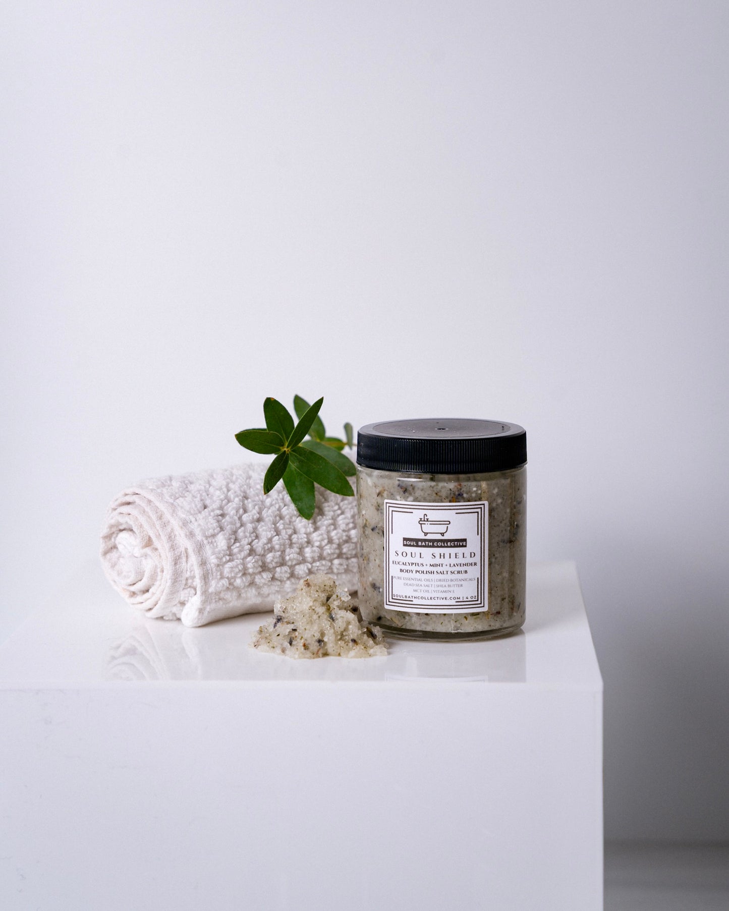 Body Polish Salt Scrub, Eucalyptus Mint Lavender, Soul Shield, Dead Sea Salt, MCT Oil, Shea Butter, Essential Oils