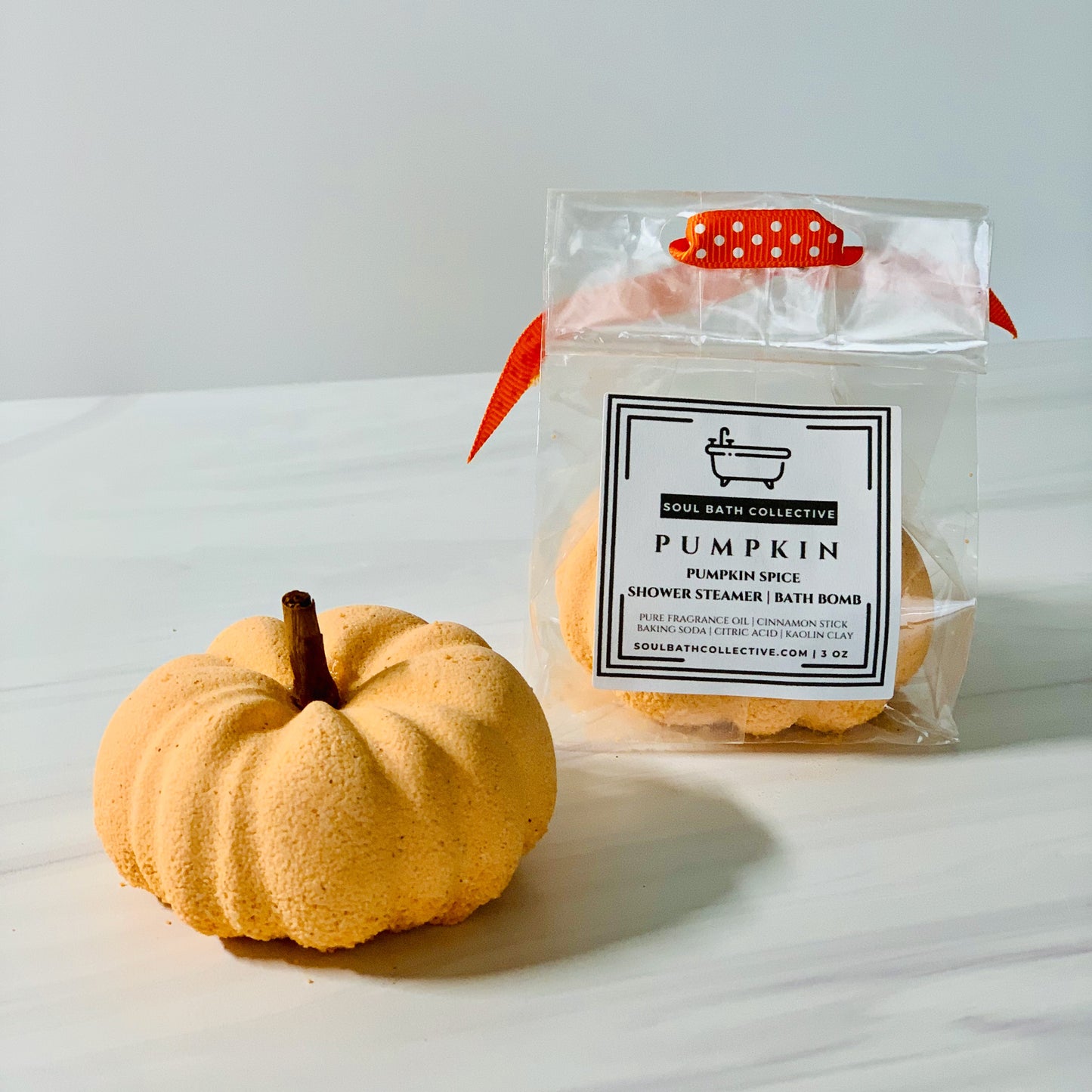 Pumpkin Shower Steamers, Pumpkin Bath Bombs, Bath Fizzies, Holiday Gifts, Halloween & Thanksgiving, 3 oz each, Eco-Friendly Packaging