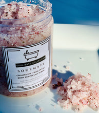 Load image into Gallery viewer, Body Polish Salt Scrub, Champagne &amp; Rose Petals, Soulmate, Dead Sea Salt, MCT Oil, Shea Butter, Essential Oils, Dried Botanicals

