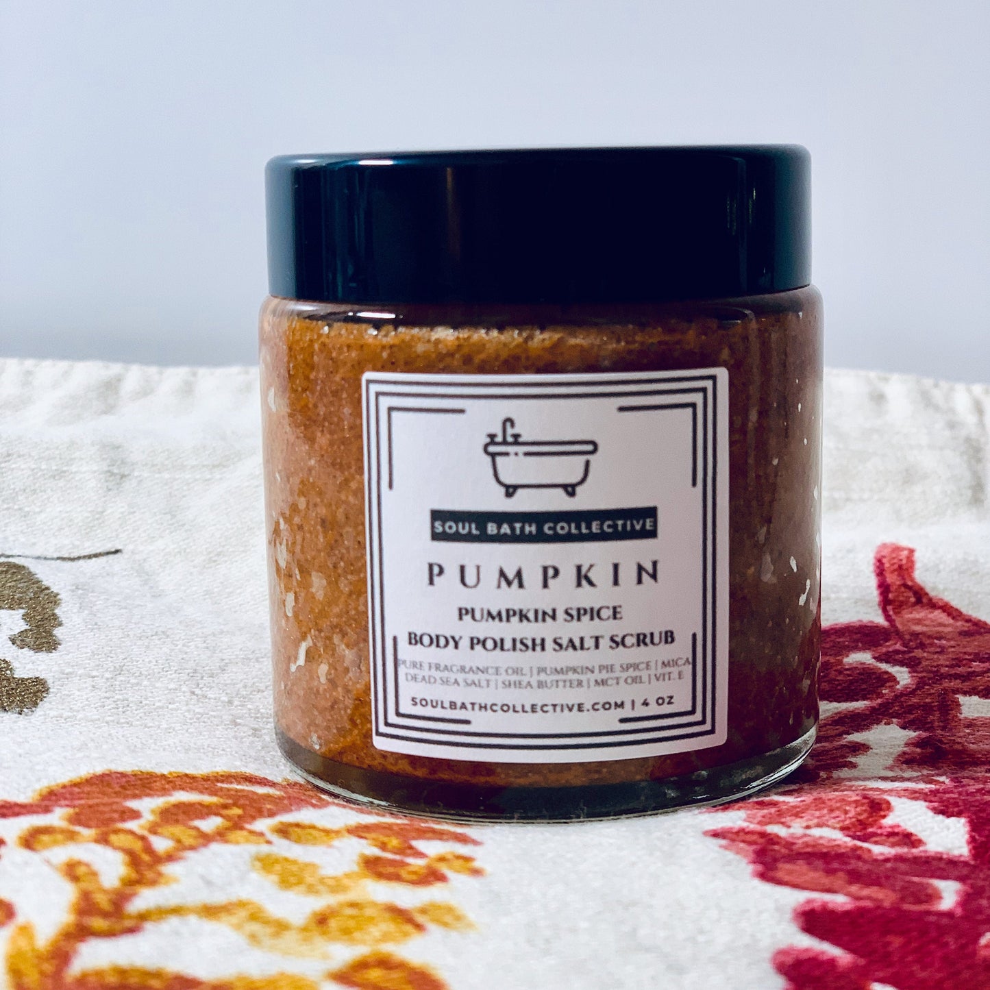Pumpkin Spice Body Polish Salt Scrub, Dead Sea Salt, MCT Oil, Shea Butter